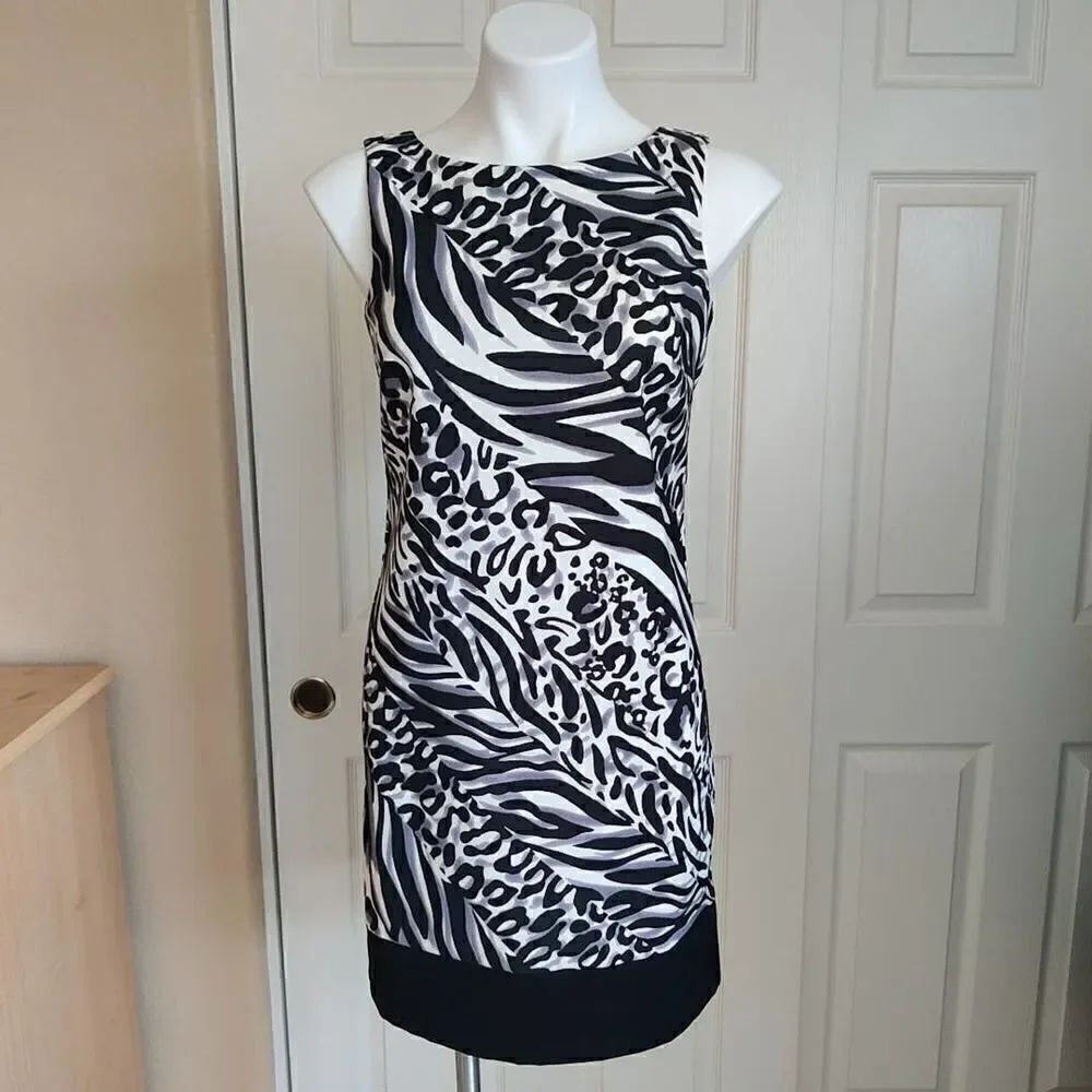 AB Studio stretch animal print career sheath dress sz 2 NWT